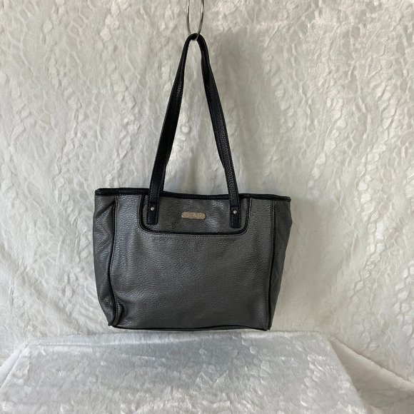 Chaps Handbags - Chaps Pebble Gunmetal texture Shoulder Bag soft Classic Look